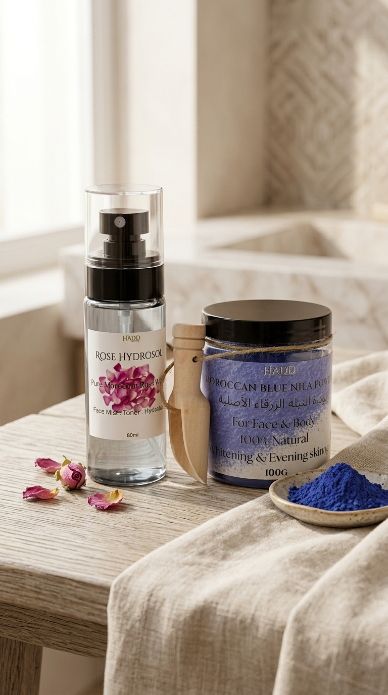 Nila Brightening Set – Moroccan Blue Nila & Rose Water Ritual