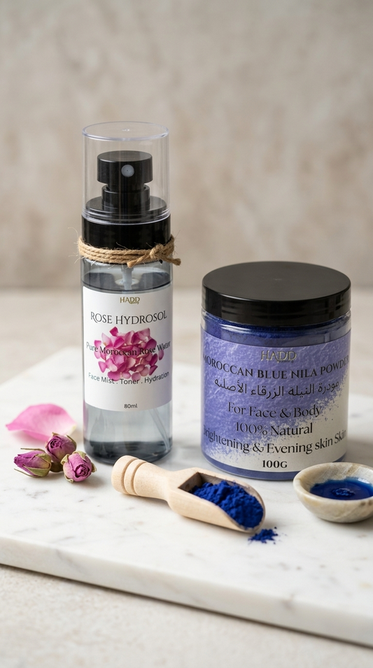 Nila Brightening Set – Moroccan Blue Nila & Rose Water Ritual