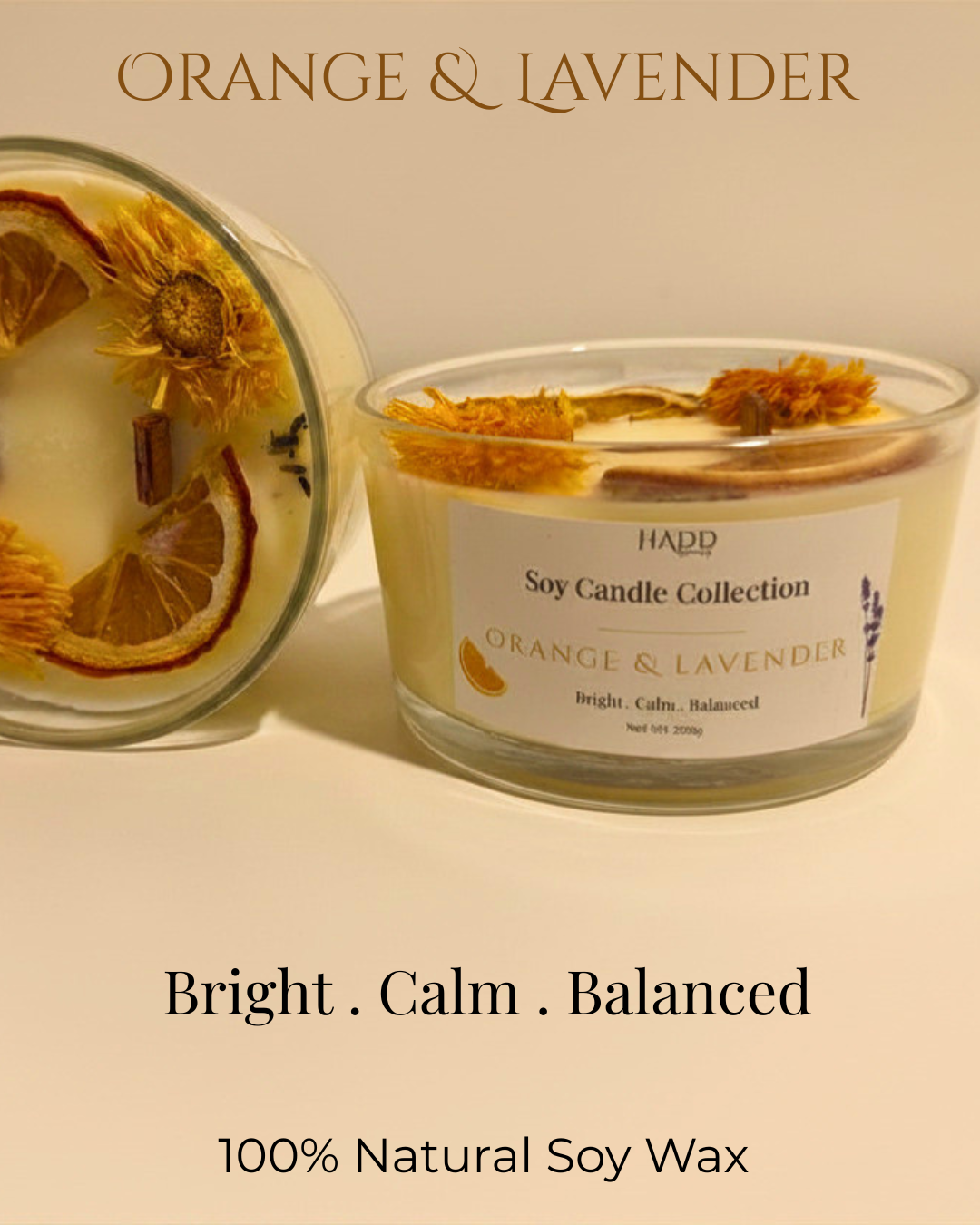 Orange & Lavender Soy Candle – 250g