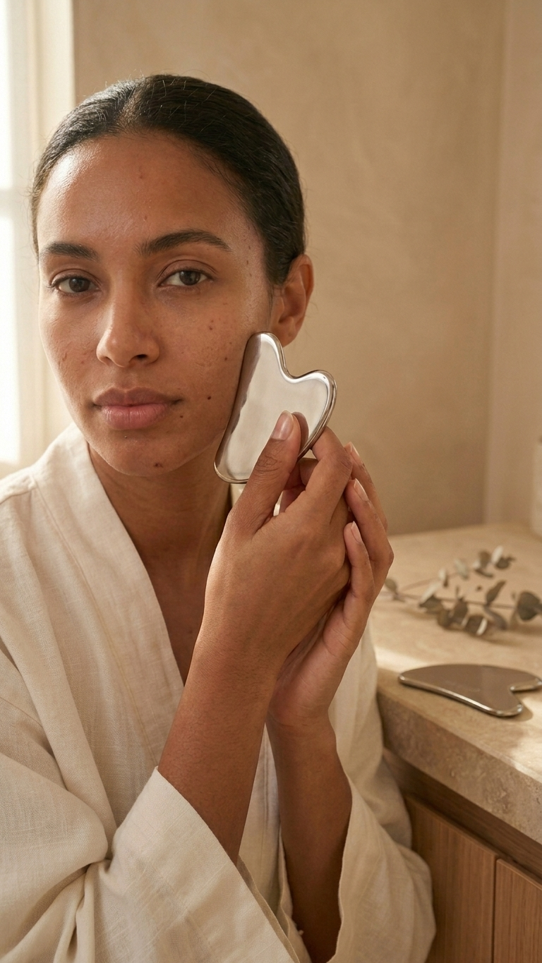Stainless Stell Gua Sha & Face Roller Set