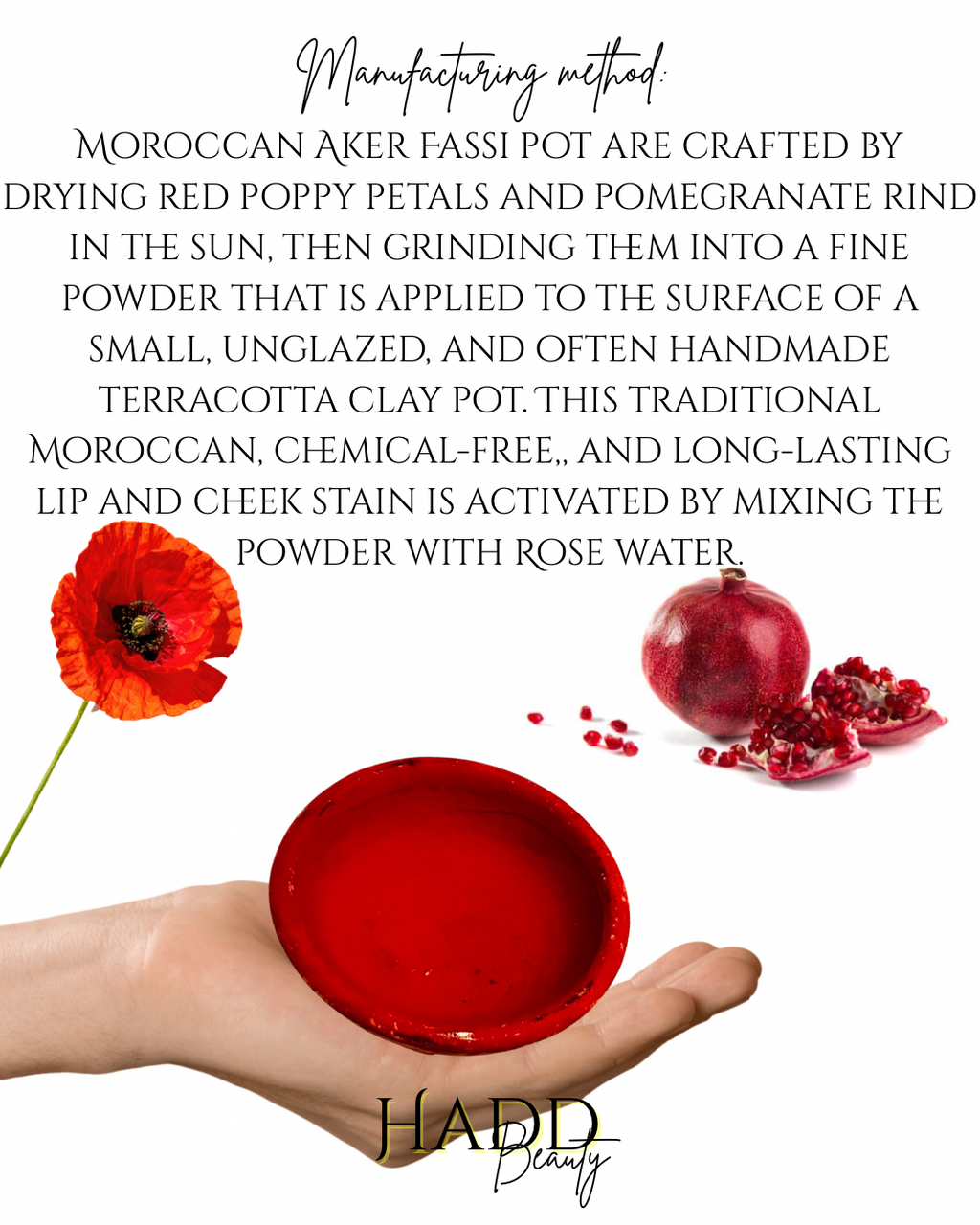 Moroccan Aker fasi pot for lips and cheeks tint with Distilled rose water 20ml & 2 applicator